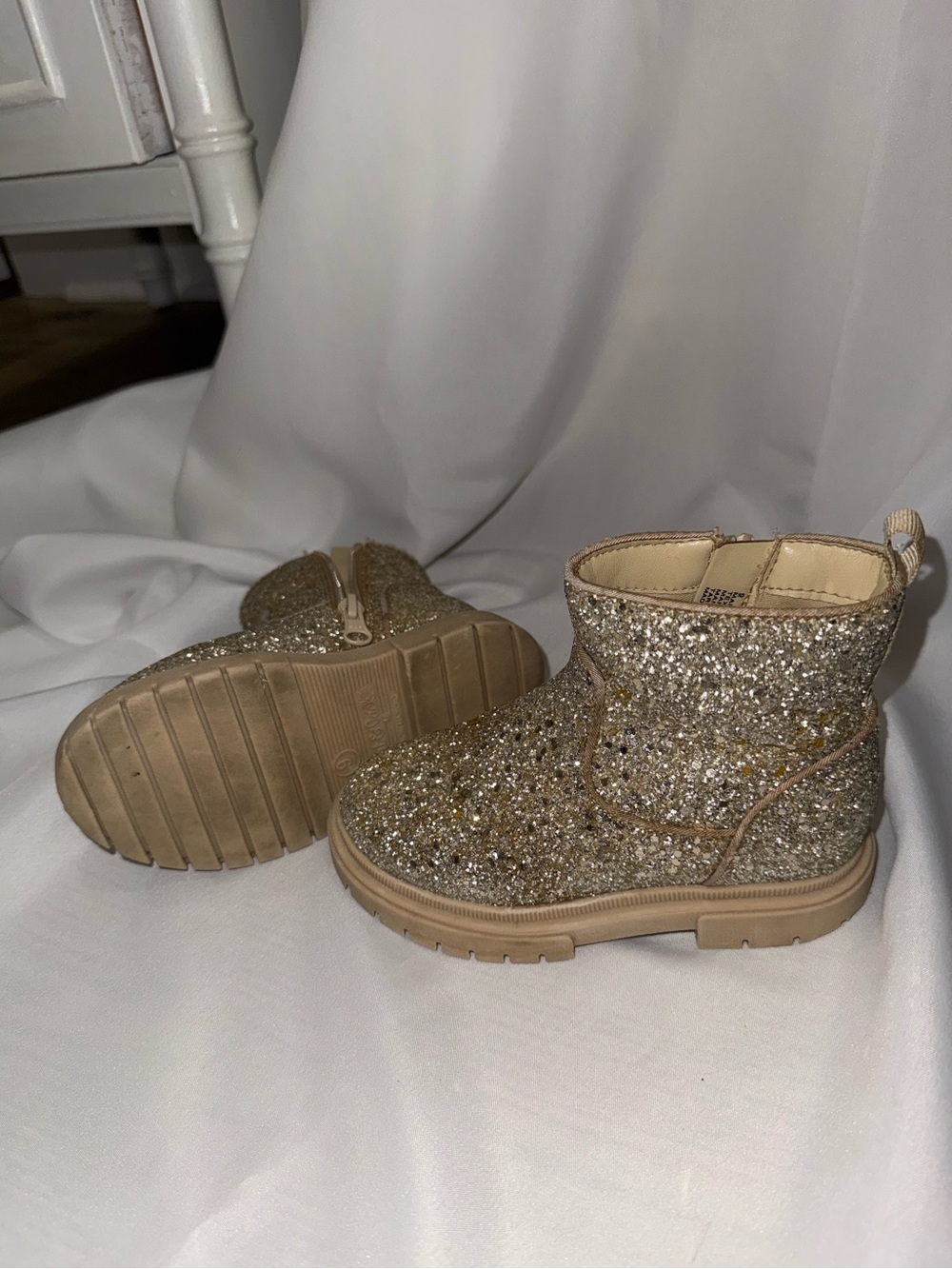 Gold glitter toddler boots